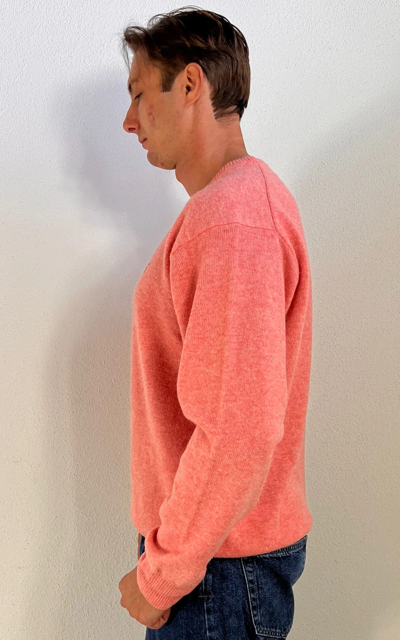 GANT MENS Lambswool V-Neck Sweater – Coral Pink
