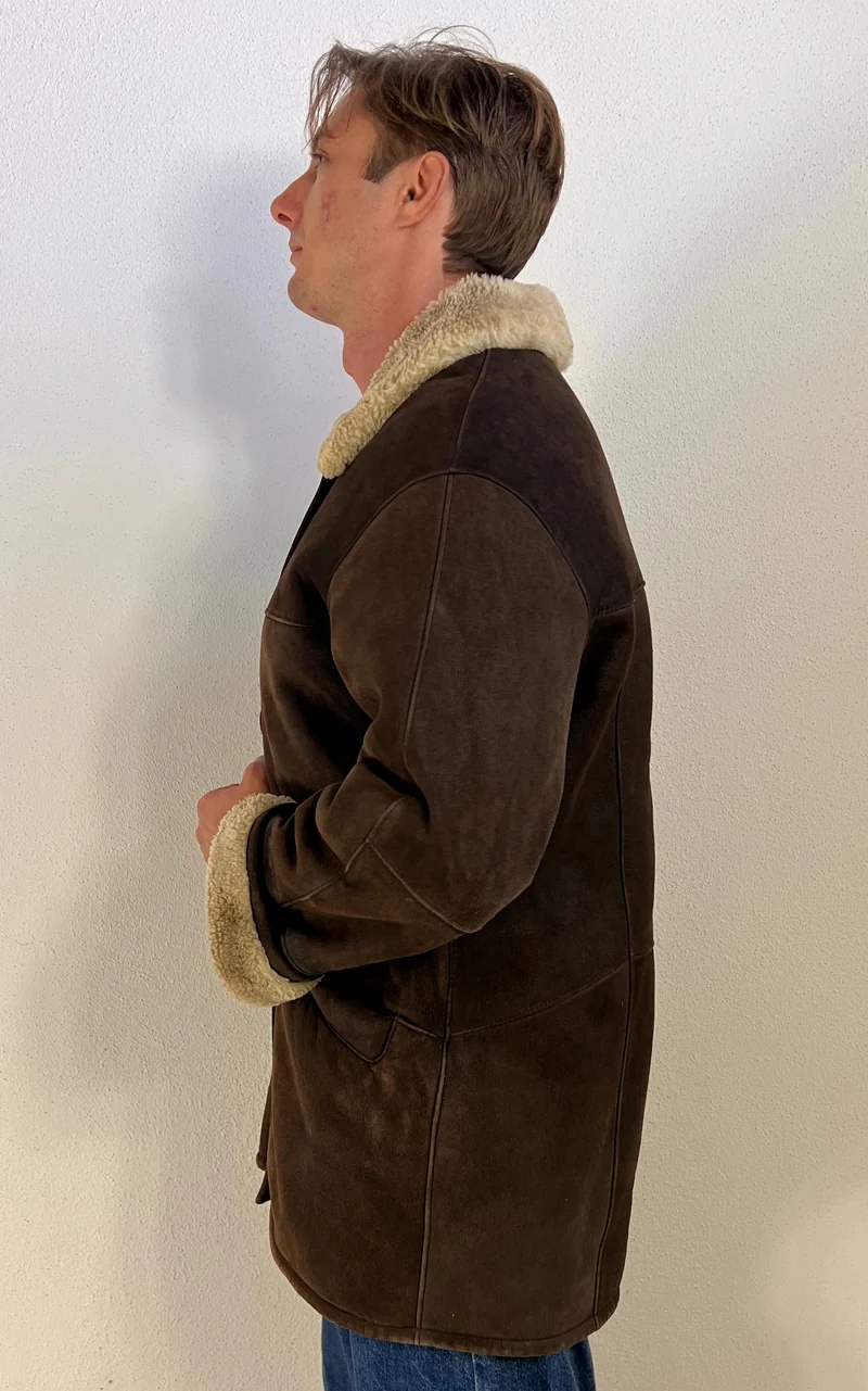 Vintage MENS Brown Shearling Jacket – Genuine Lambskin