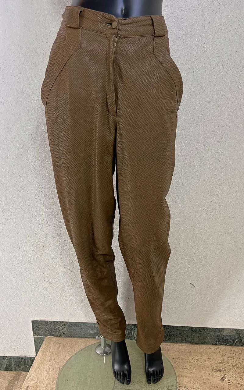 Genny Leather Trousers with Reptile Embossing