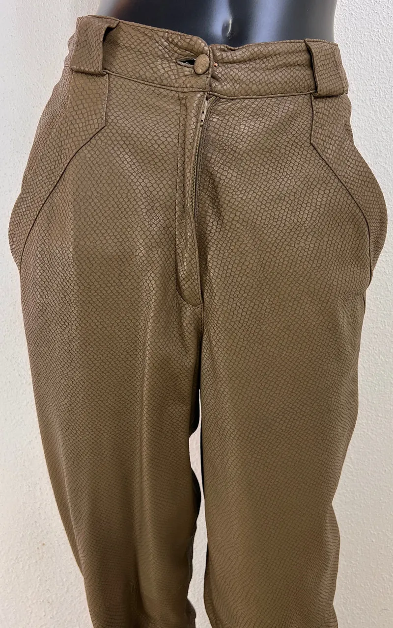 Genny Leather Trousers with Reptile Embossing