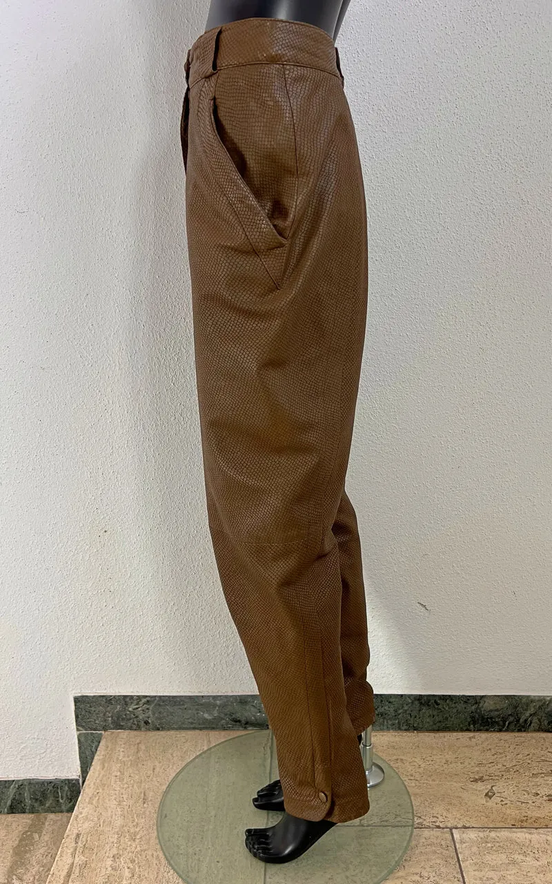 Genny Leather Trousers with Reptile Embossing