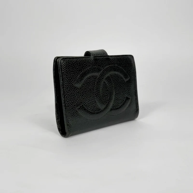 Chanel CC-Geldbörse Kleines Kaviarleder