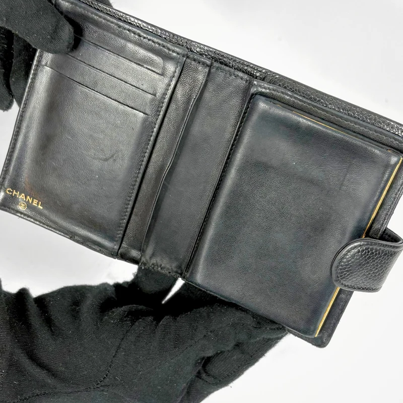 Chanel CC-Geldbörse Kleines Kaviarleder
