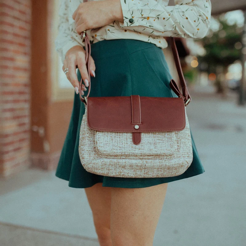 ECOSUSI Vegan Leder und Canvas Handtasche