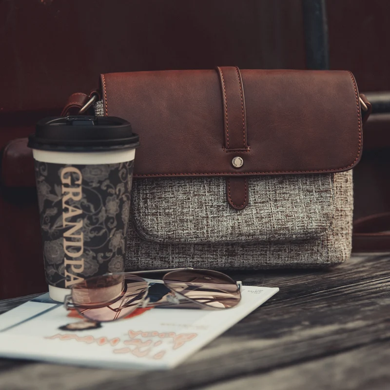 ECOSUSI Vegan Leder und Canvas Handtasche