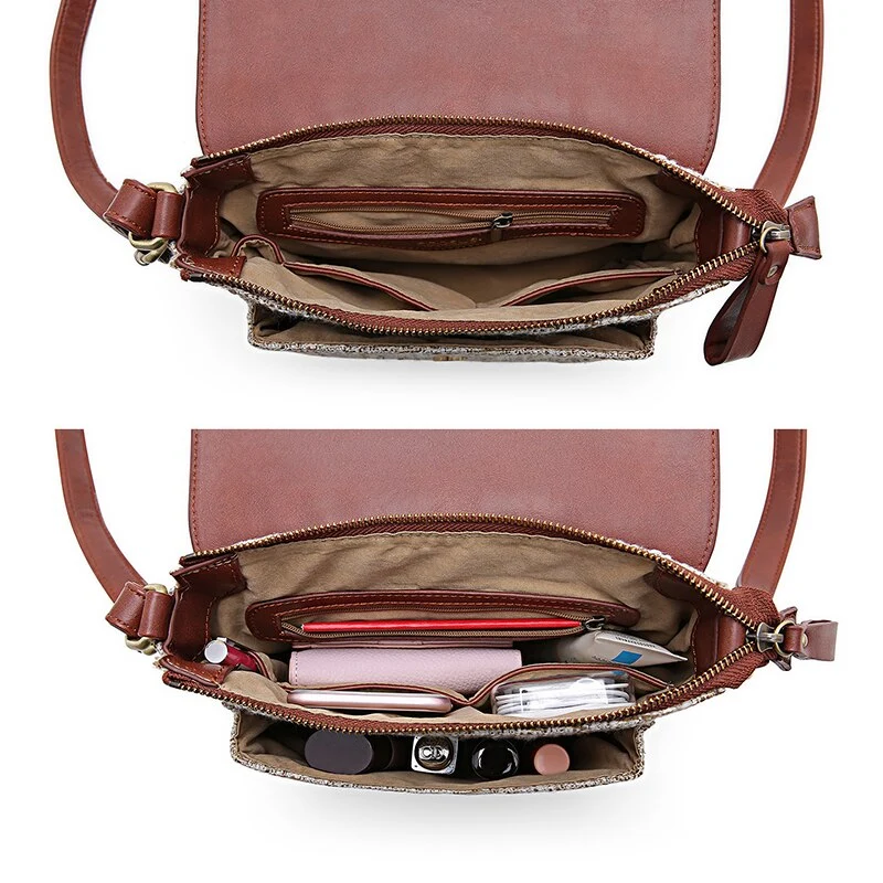 ECOSUSI Vegan Leder und Canvas Handtasche