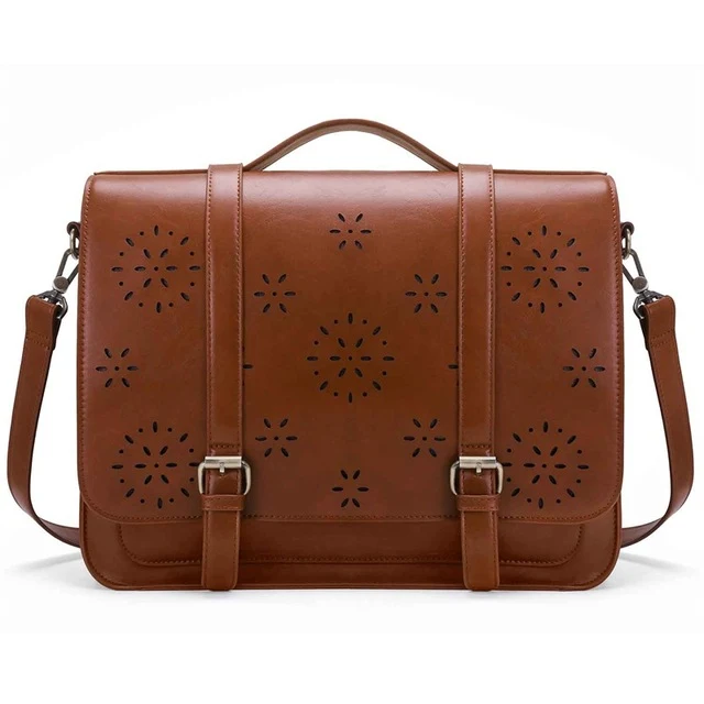 ECOSUSI Vegan Leather Floral Pattern Laptoptasche / Aktentasche / Rucksack