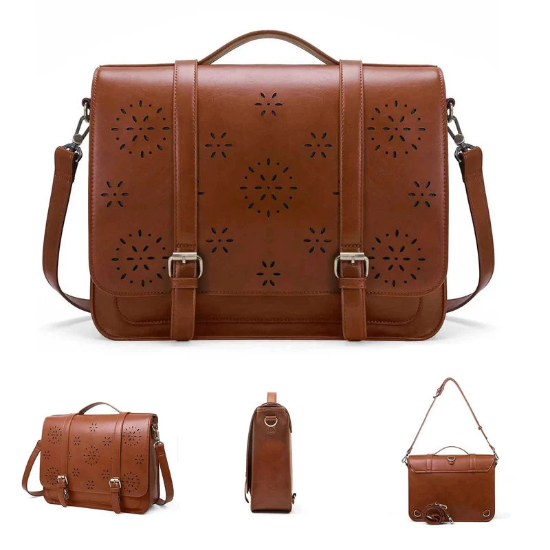ECOSUSI Vegan Leather Floral Pattern Laptoptasche / Aktentasche / Rucksack