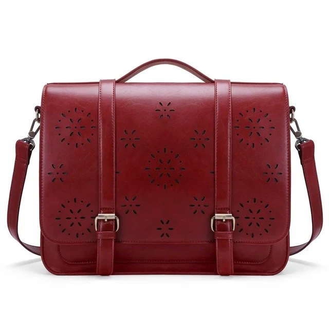 ECOSUSI Vegan Leather Floral Pattern Laptoptasche / Aktentasche / Rucksack