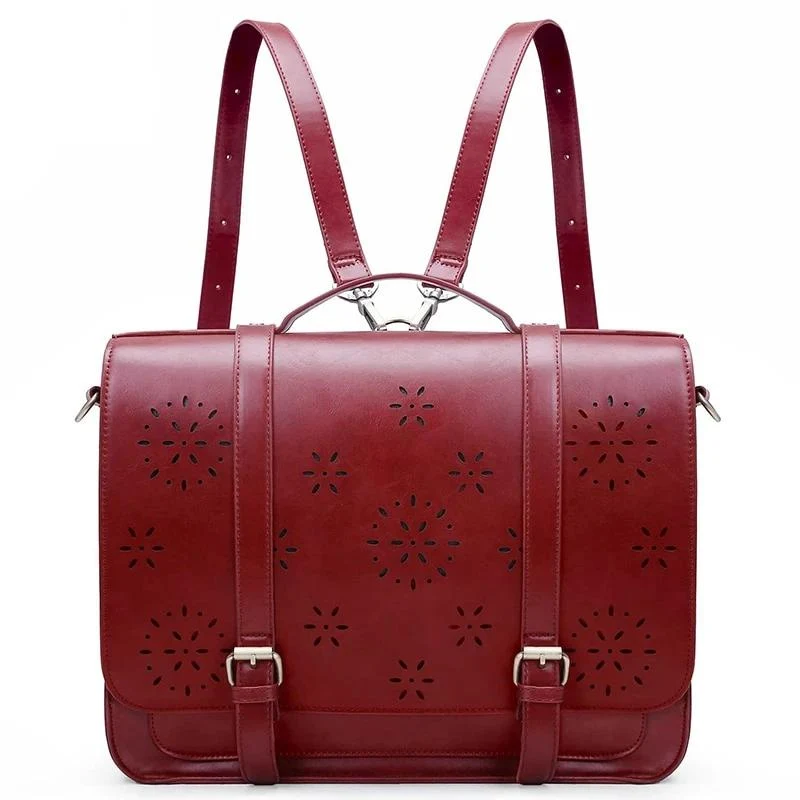 ECOSUSI Vegan Leather Floral Pattern Laptoptasche / Aktentasche / Rucksack