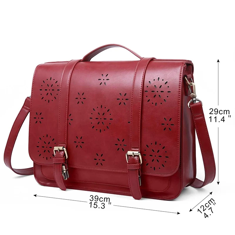 ECOSUSI Vegan Leather Floral Pattern Laptoptasche / Aktentasche / Rucksack