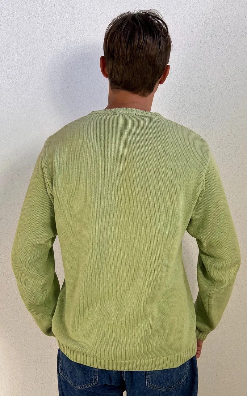 GANT MENS Cotton V-Neck Sweater – Pistachio Green