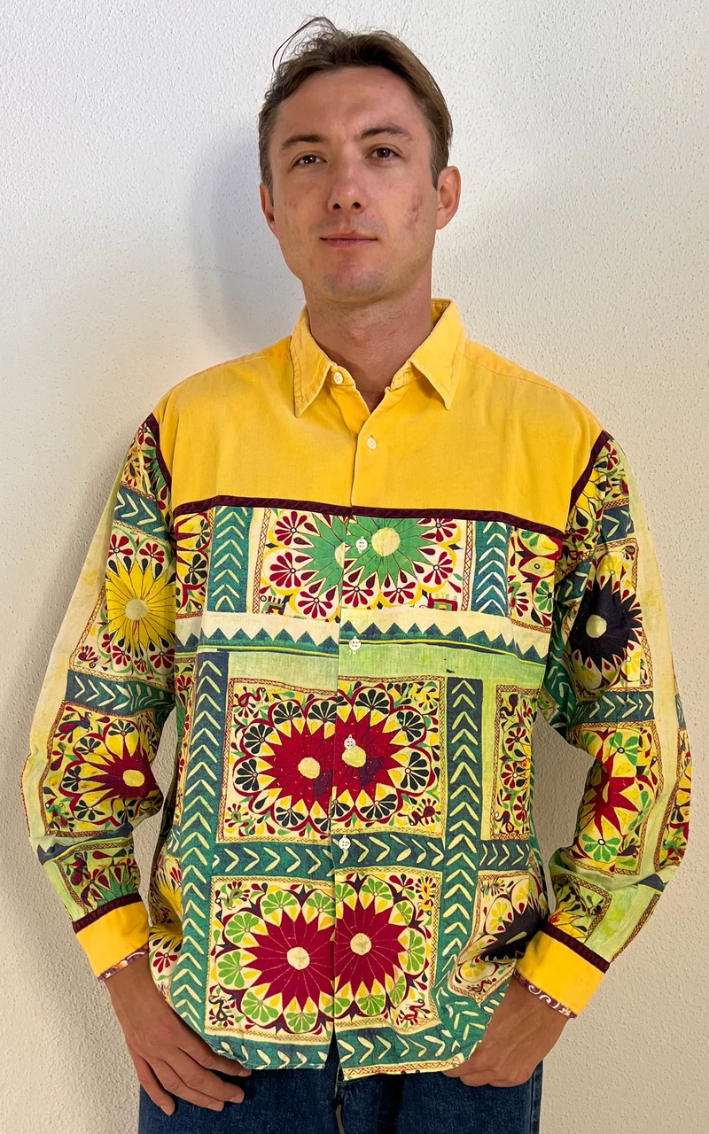 Vintage 90s MENS Replay Made in Italy Colourful Cotton Shirt