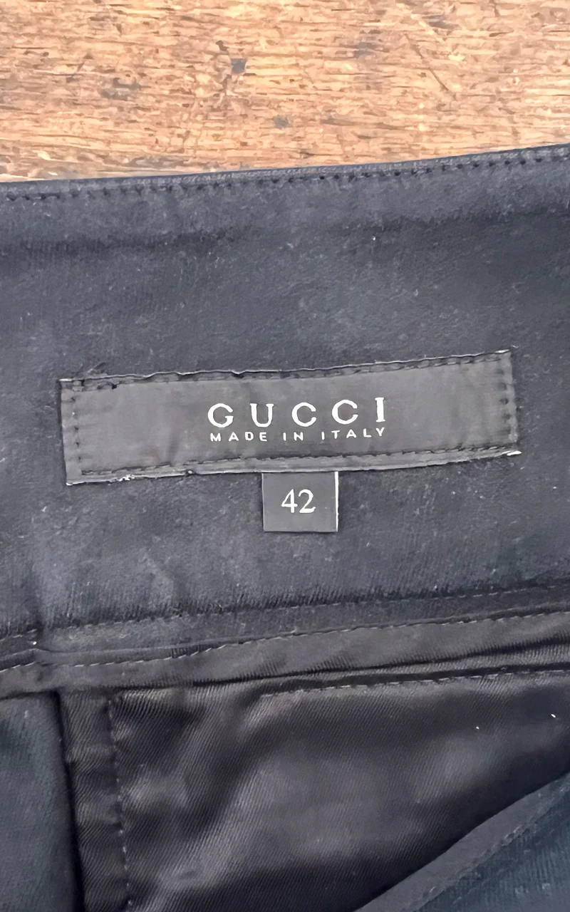 Gucci Black Cotton Cropped Flared Trousers with Gold-Tone Buckle