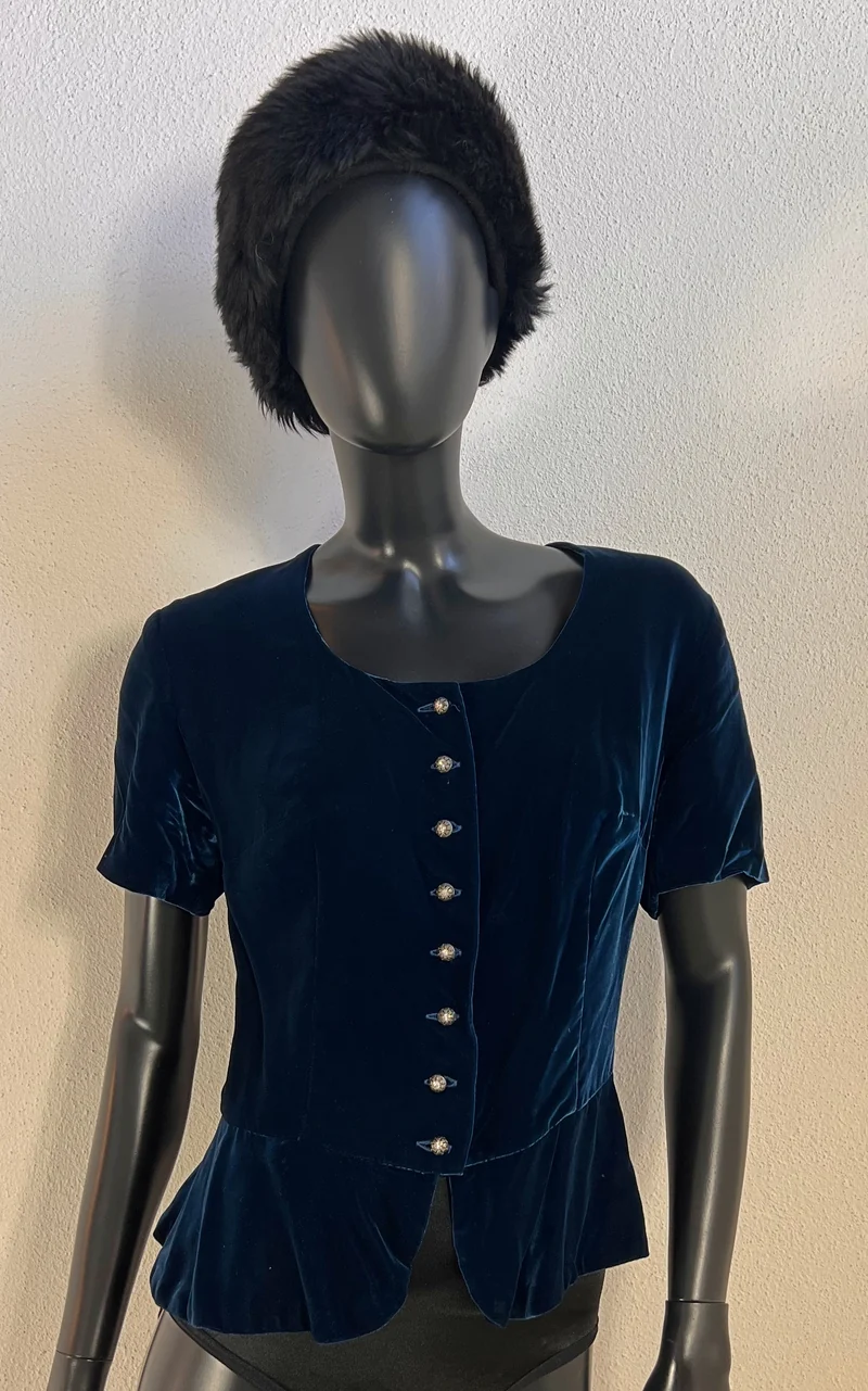Vintage Silk Velvet Peplum Top