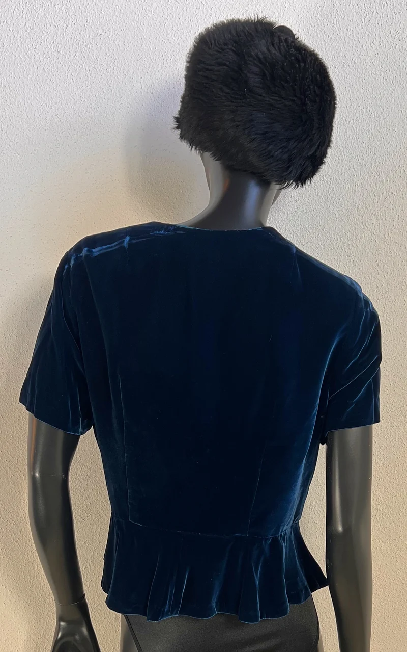 Vintage Silk Velvet Peplum Top