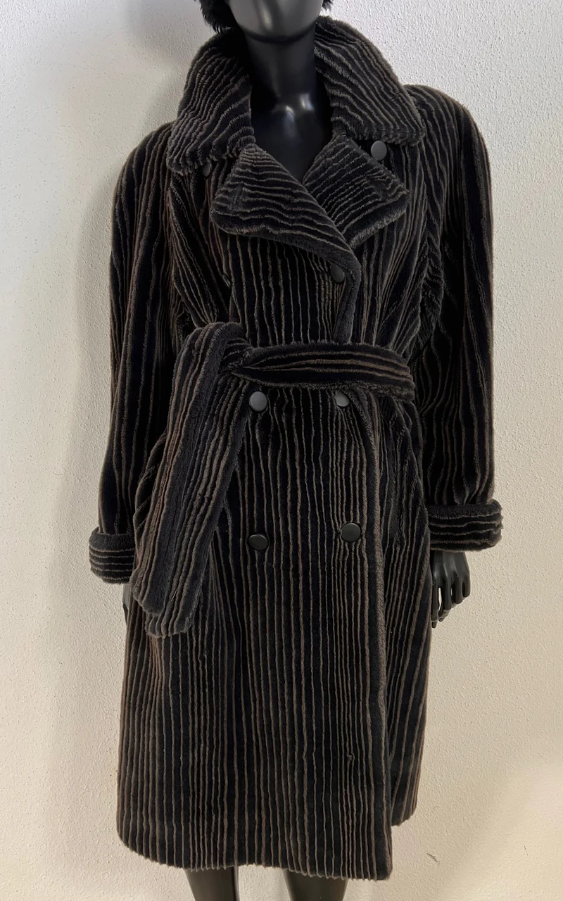 Vintage Michel Alexis Paris Ribbed Faux Fur Coat