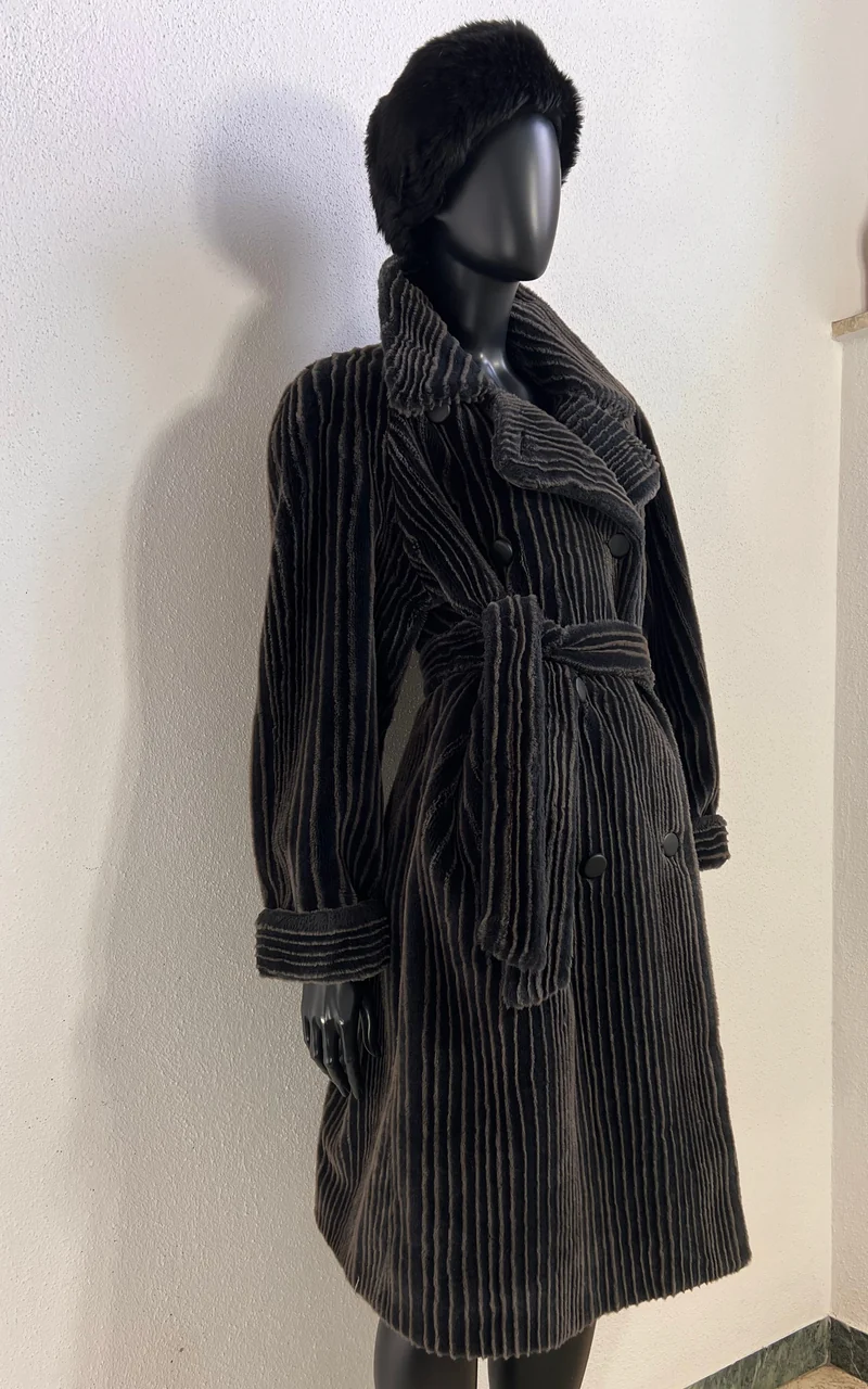 Vintage Michel Alexis Paris Ribbed Faux Fur Coat