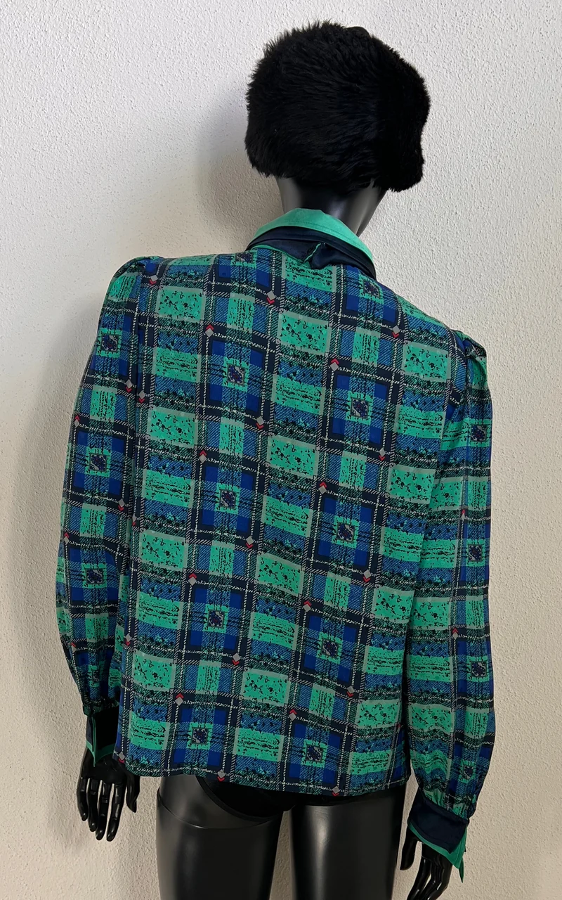Vintage 1980s Werner Graumann Silk Blouse with Bow Collar