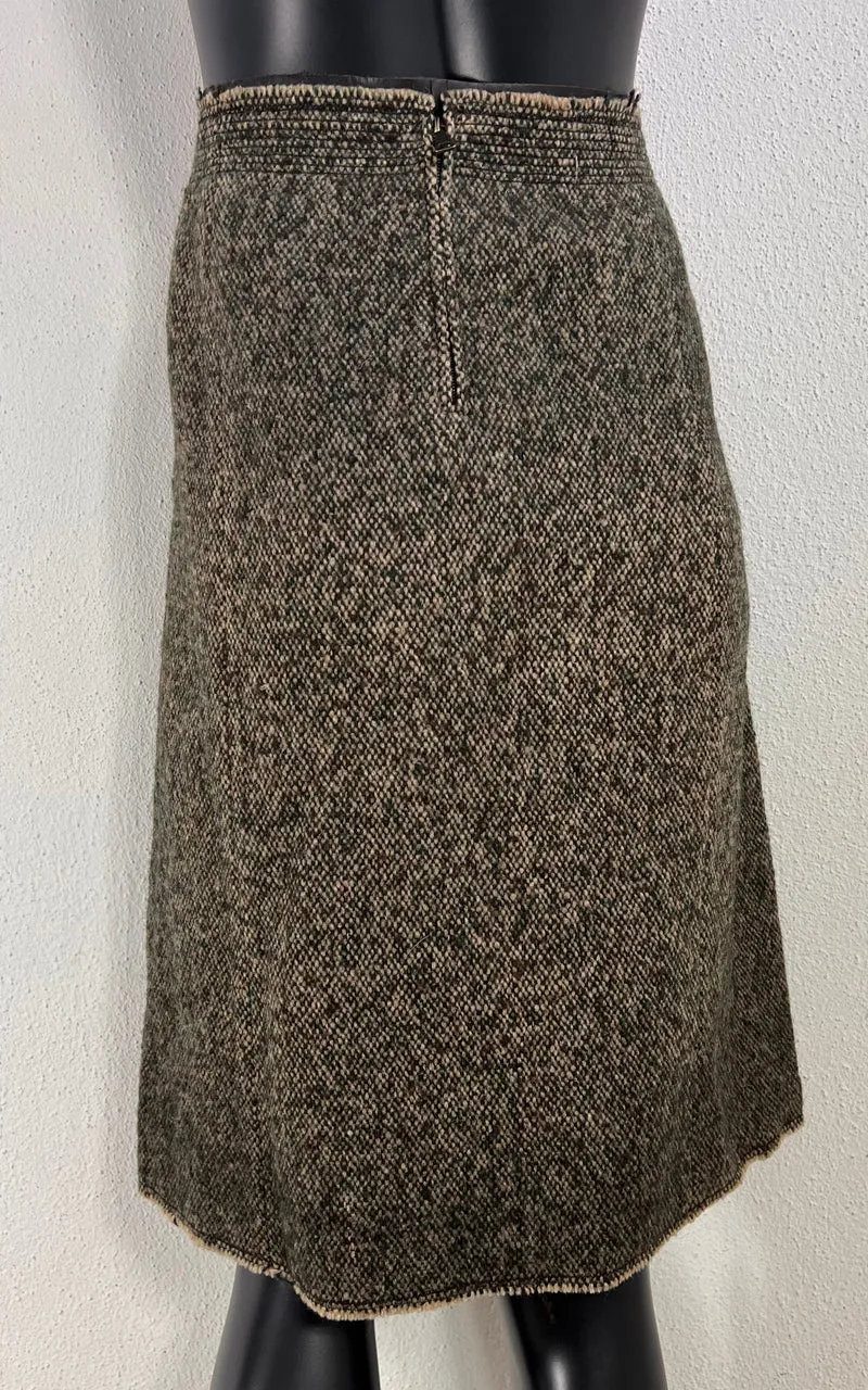 Vintage Prada Wool Tweed A-Line Skirt