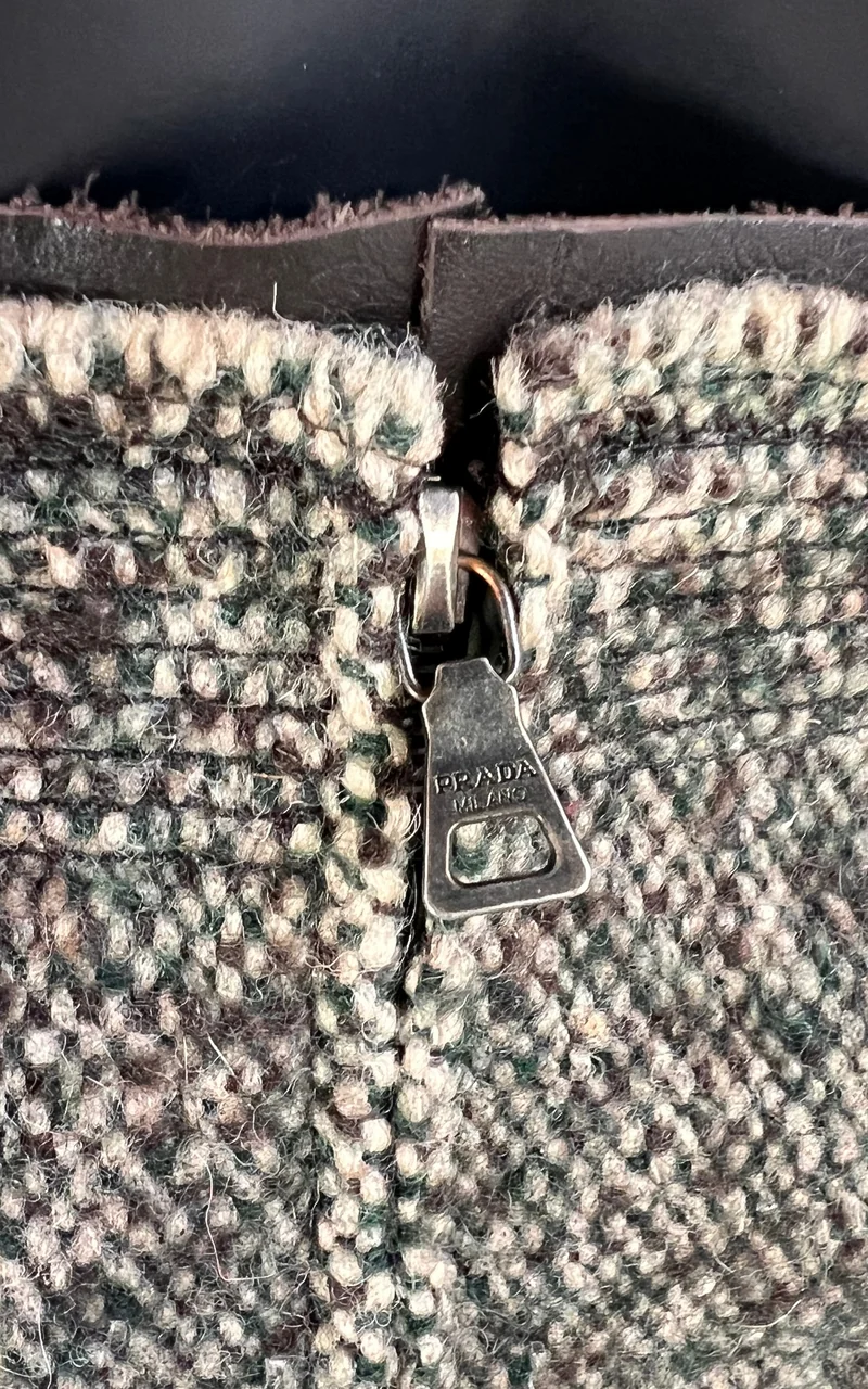 Vintage Prada Wool Tweed A-Line Skirt
