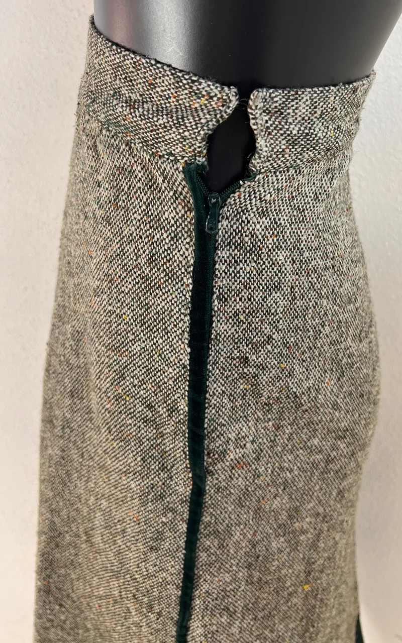 Rare 1930s/1940s Tweed & Velvet Midi Skirt