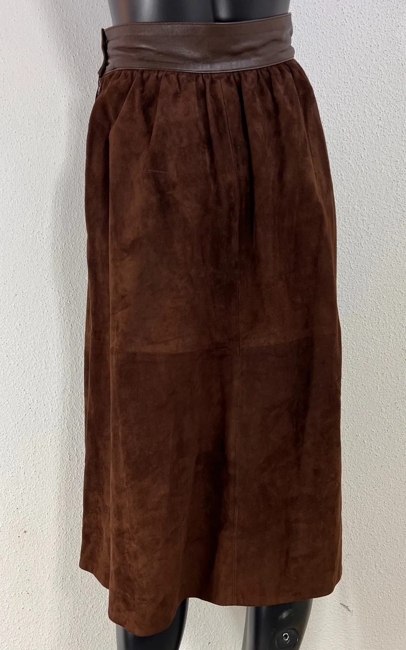 Vintage 1980s Brown Suede Leather Two-Piece Skirt Suit – Creation Bernard