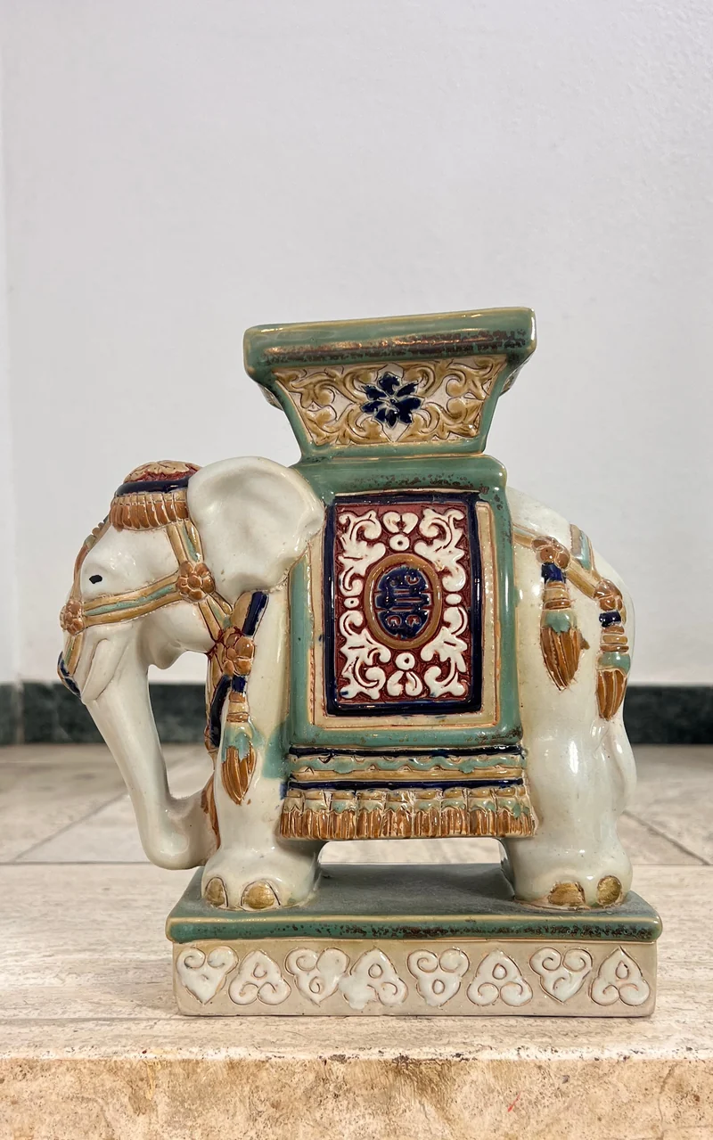 Vintage Oriental Ceramic Elephant Vase