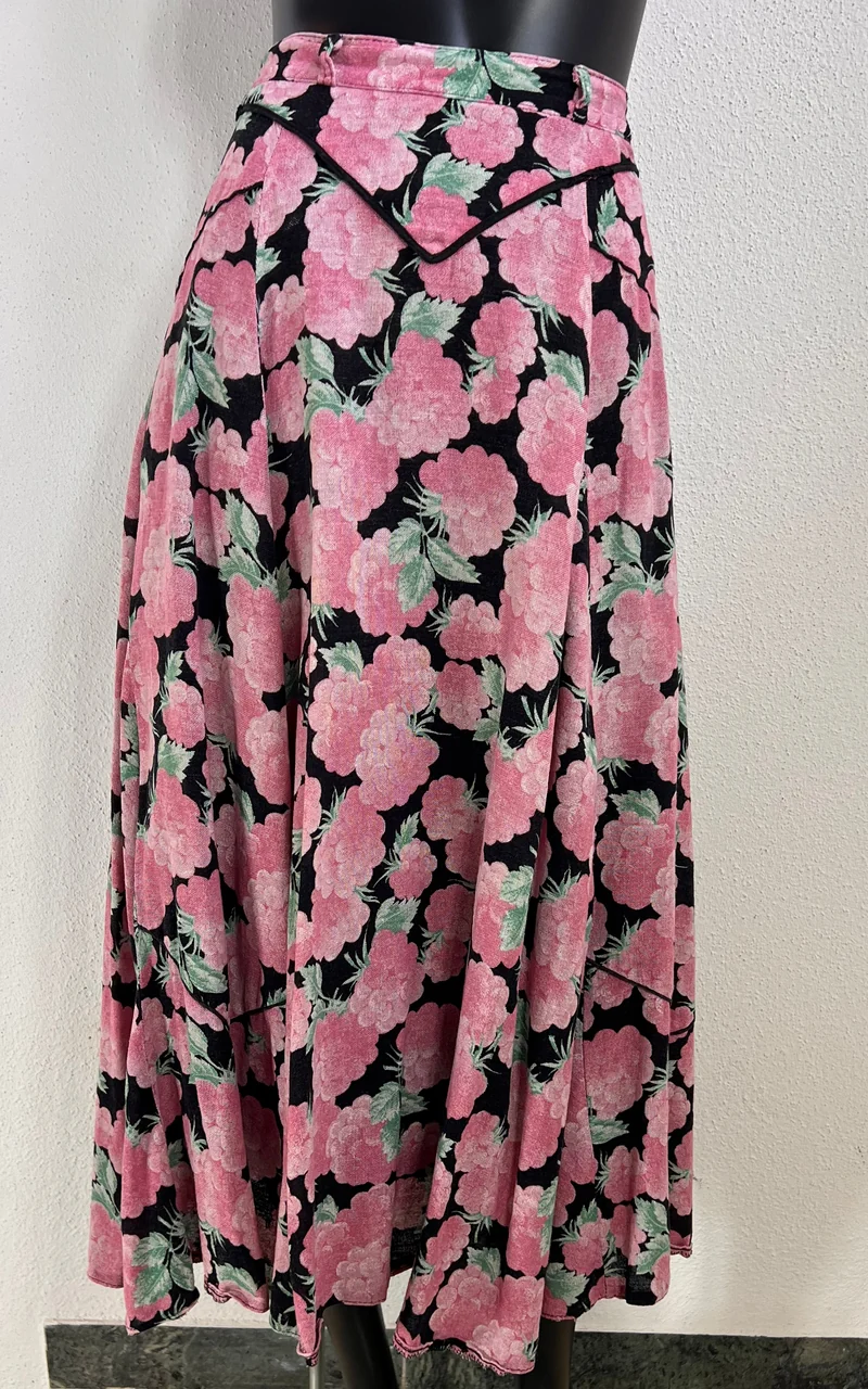 Vintage 70s Flower Midi Skirt