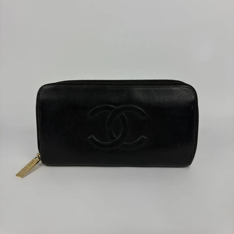Chanel Caviar Große CC Reißverschluss-Geldbörse