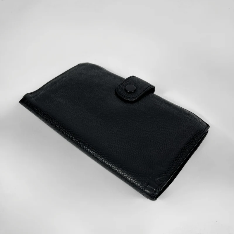Chanel CC French Long Wallet aus schwarzem Kaviarleder