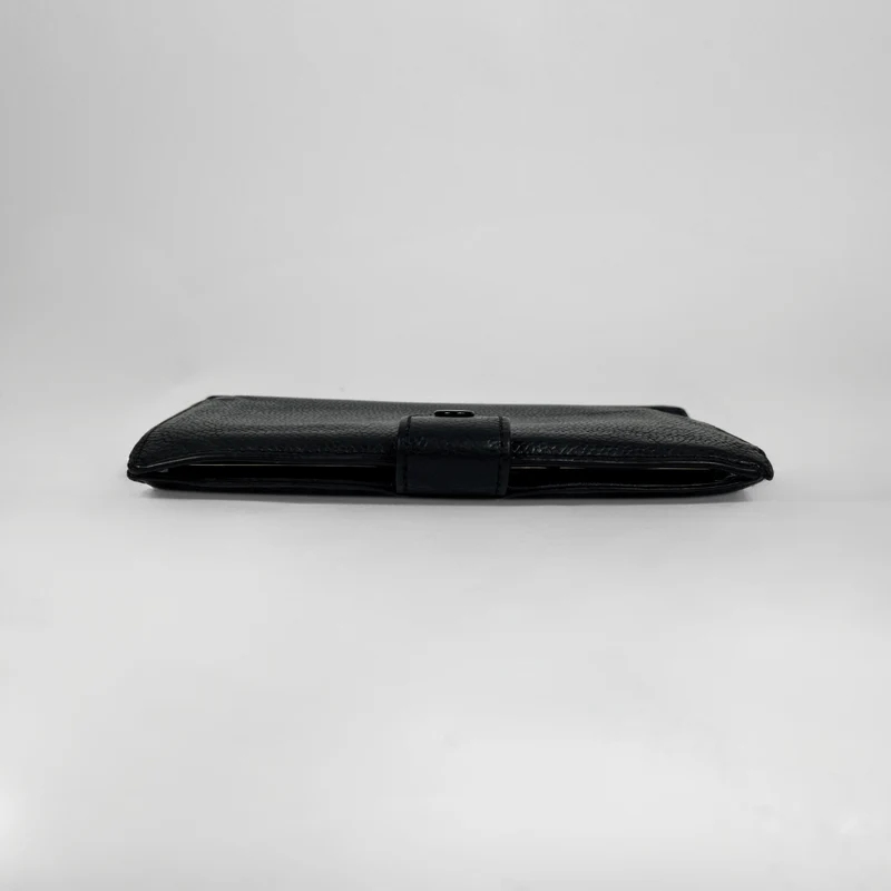 Chanel CC French Long Wallet aus schwarzem Kaviarleder