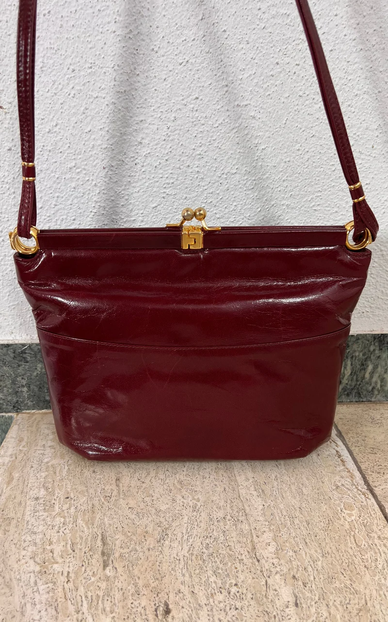 Vintage Sonia Burgundy Kiss-Lock Shoulder Bag – Made in Italy