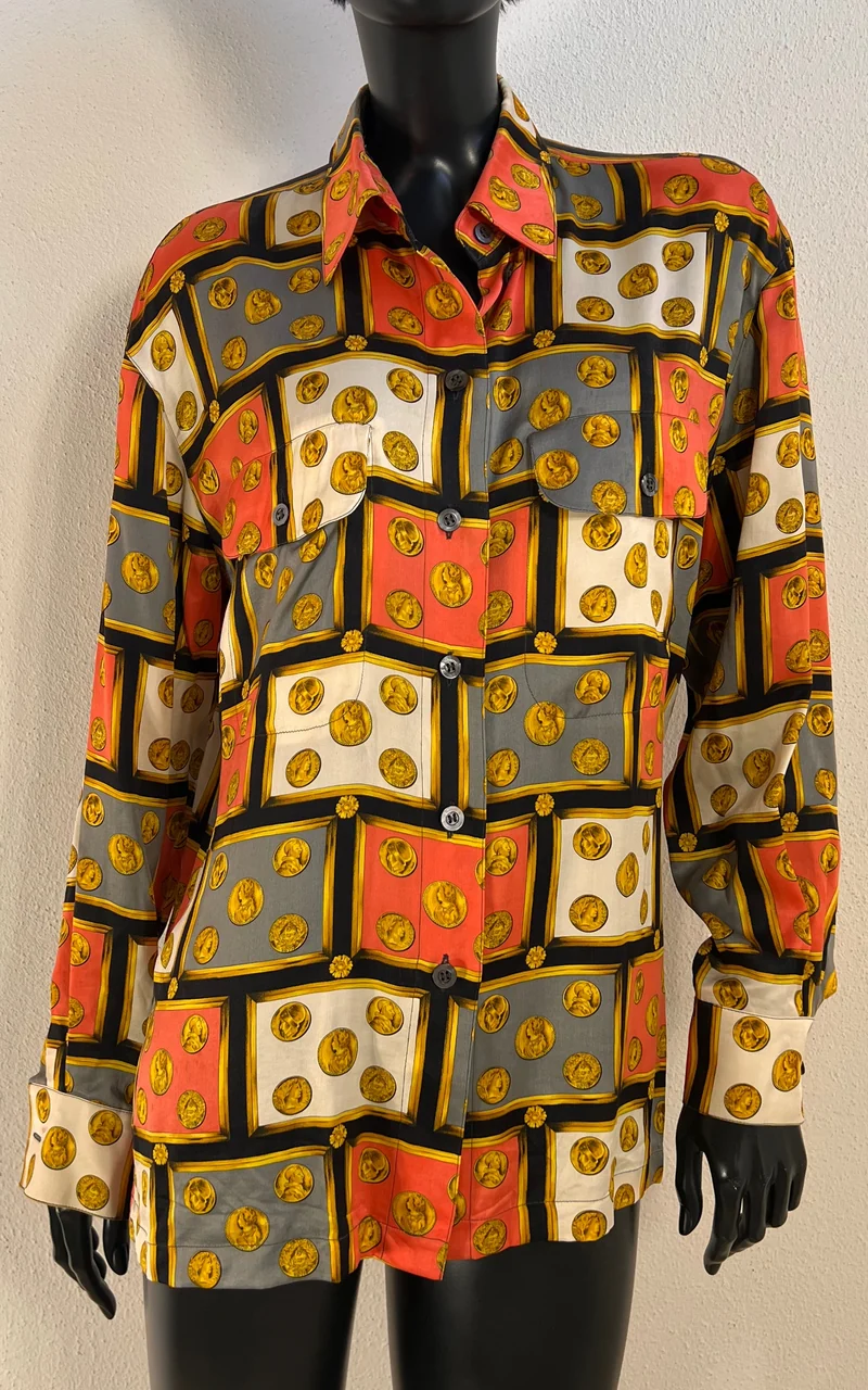 Vintage Escada Coin-Print Silk Blouse