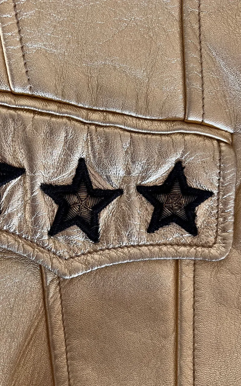 Iconic 1991 Escada Metallic Gold Leather Bomber Jacket