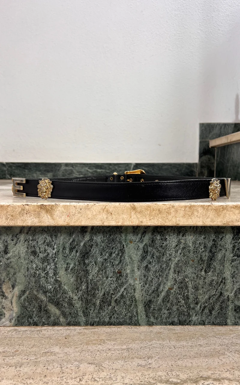 Vintage Rodan Berlin Black Leather Statement Belt