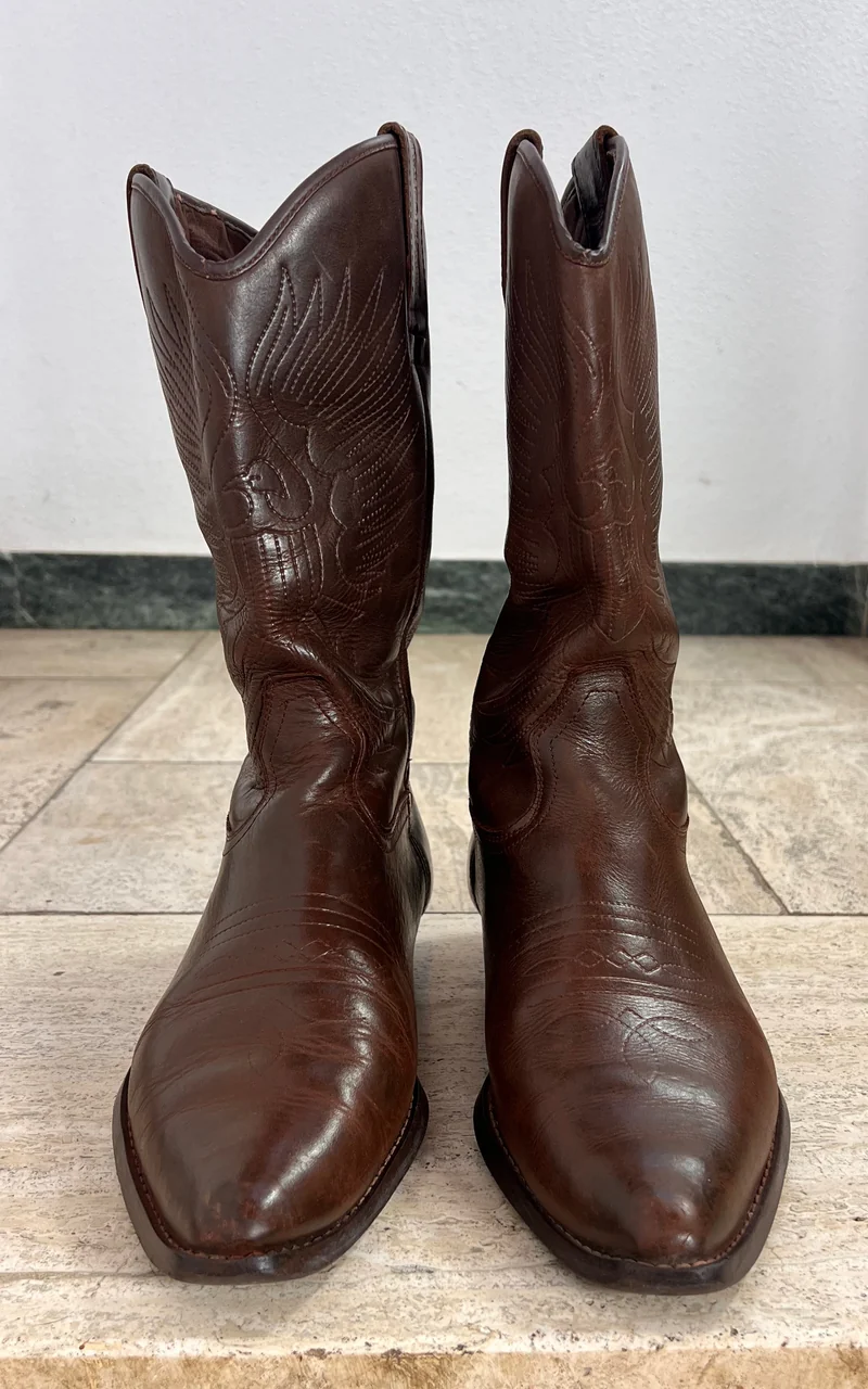 Vintage MENS Bill Montana Brown Leather Cowboy Boots – 43