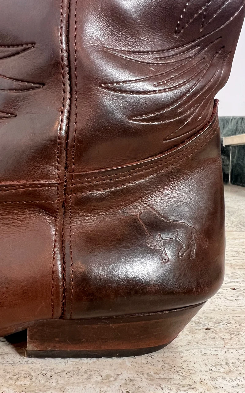Vintage MENS Bill Montana Brown Leather Cowboy Boots – 43