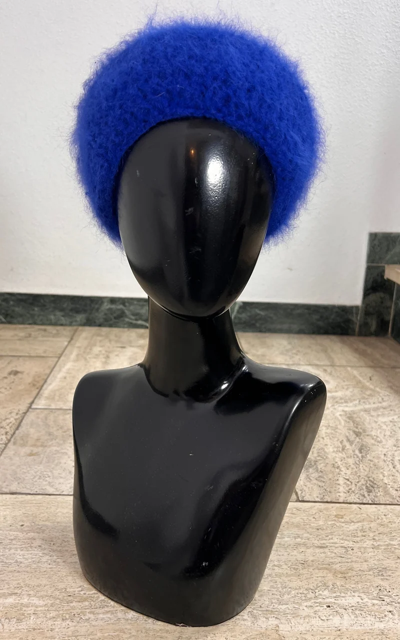 Vintage Cobalt Blue Angora-Blend Beret