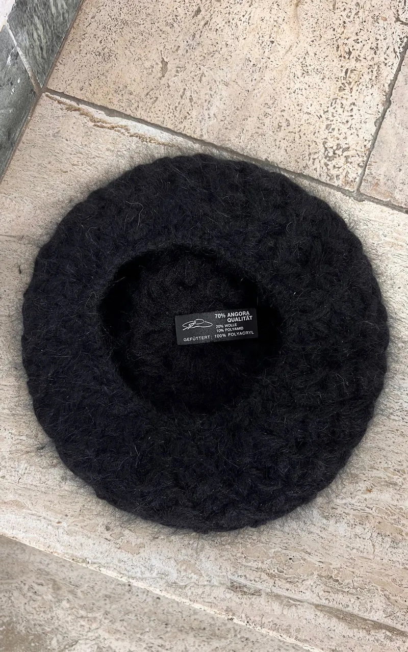 Vintage Black Angora Blend Beret
