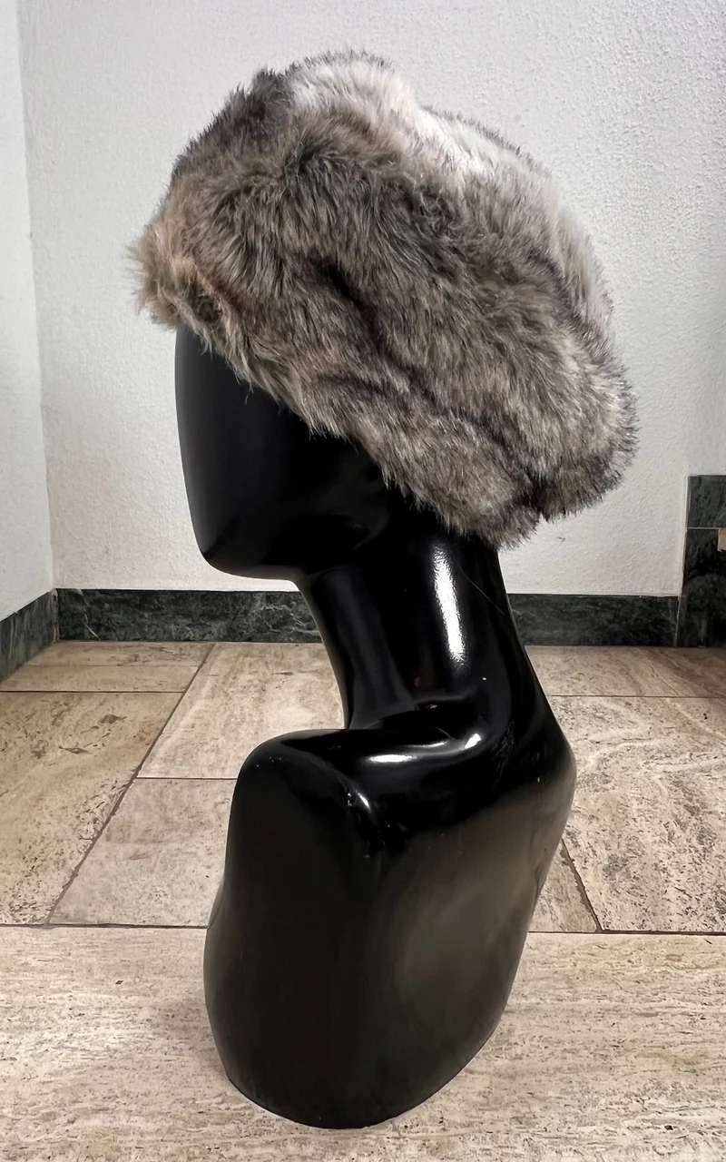 Vintage Grey Faux Fur Hat