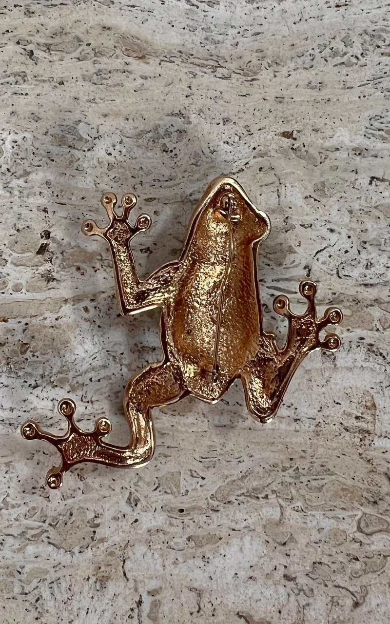Vintage Sparkling Green Frog Brooch