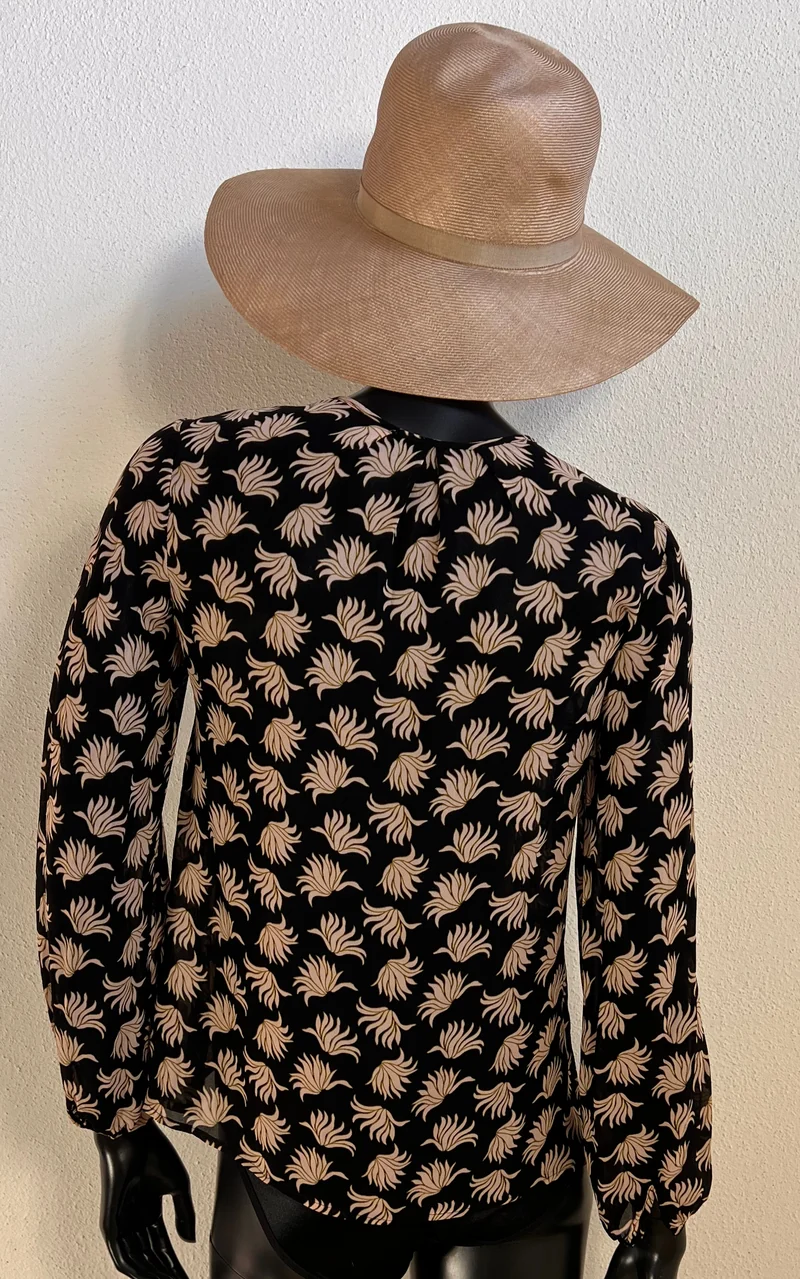 Vintage Sheer Floral Silk Blouse