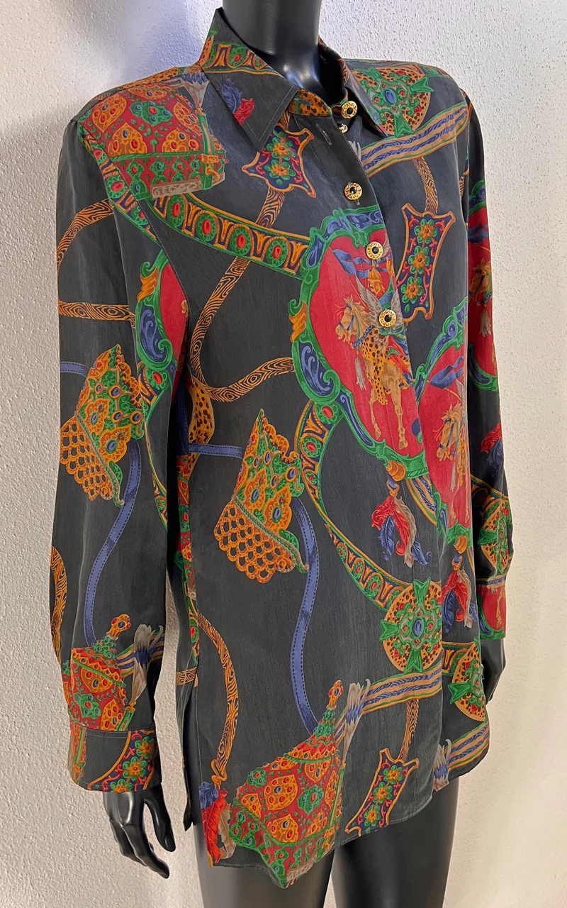 Vintage 90s Erfo Equestrian Cupro Blouse