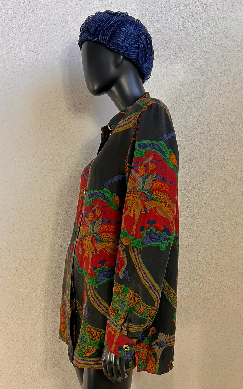 Vintage 90s Erfo Equestrian Cupro Blouse