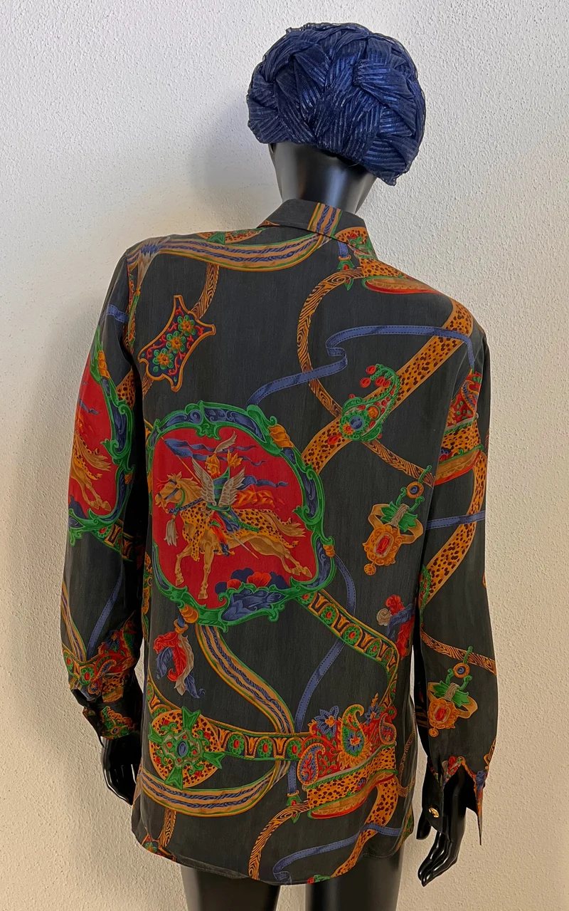 Vintage 90s Erfo Equestrian Cupro Blouse