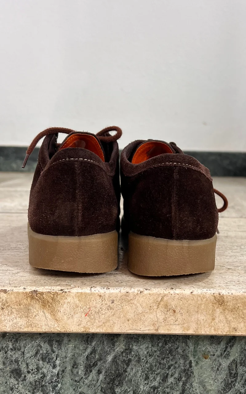 Vintage Dark Brown Suede Moccasin Shoes 40