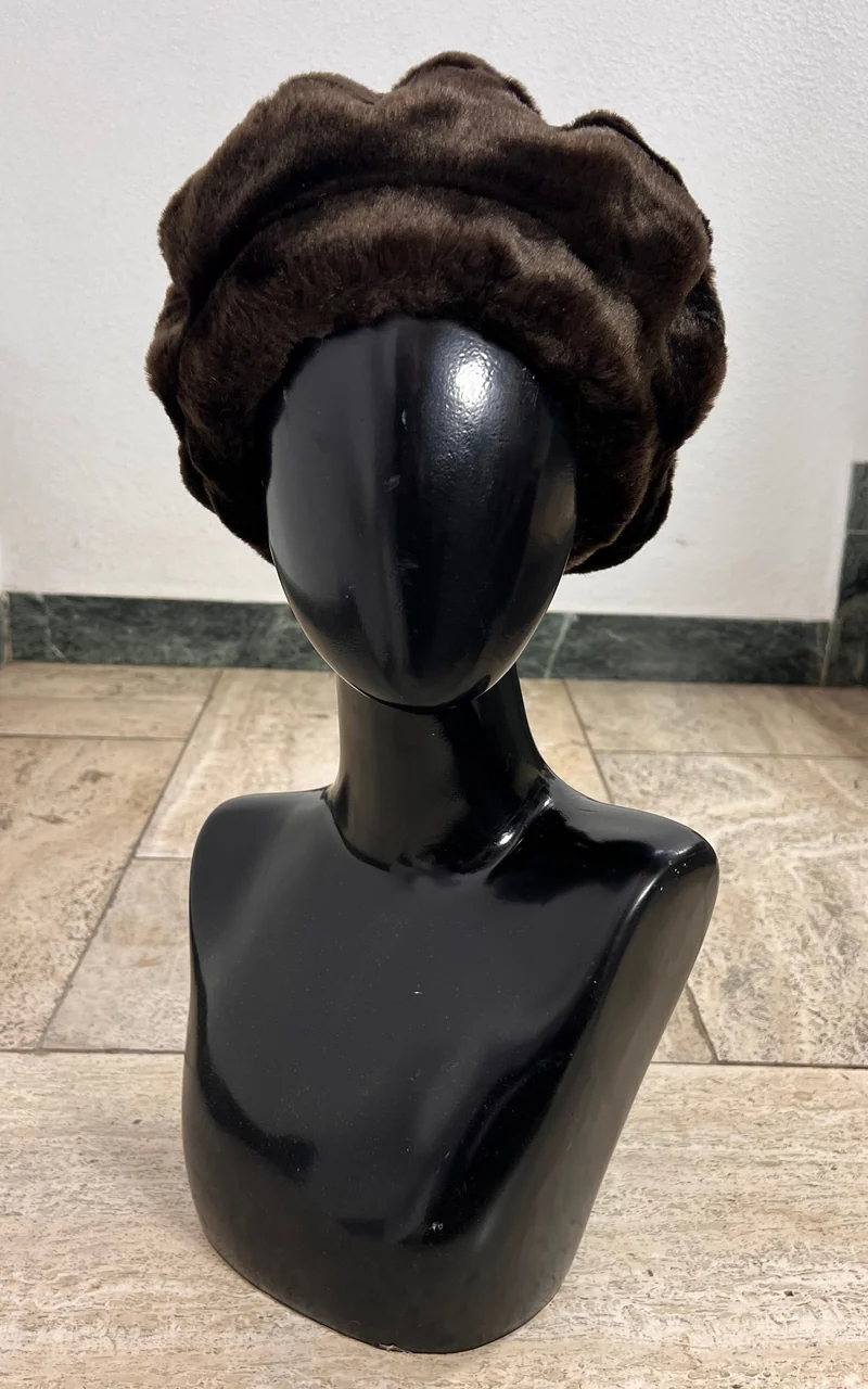 Vintage Brown Faux Fur Sculptural Hat