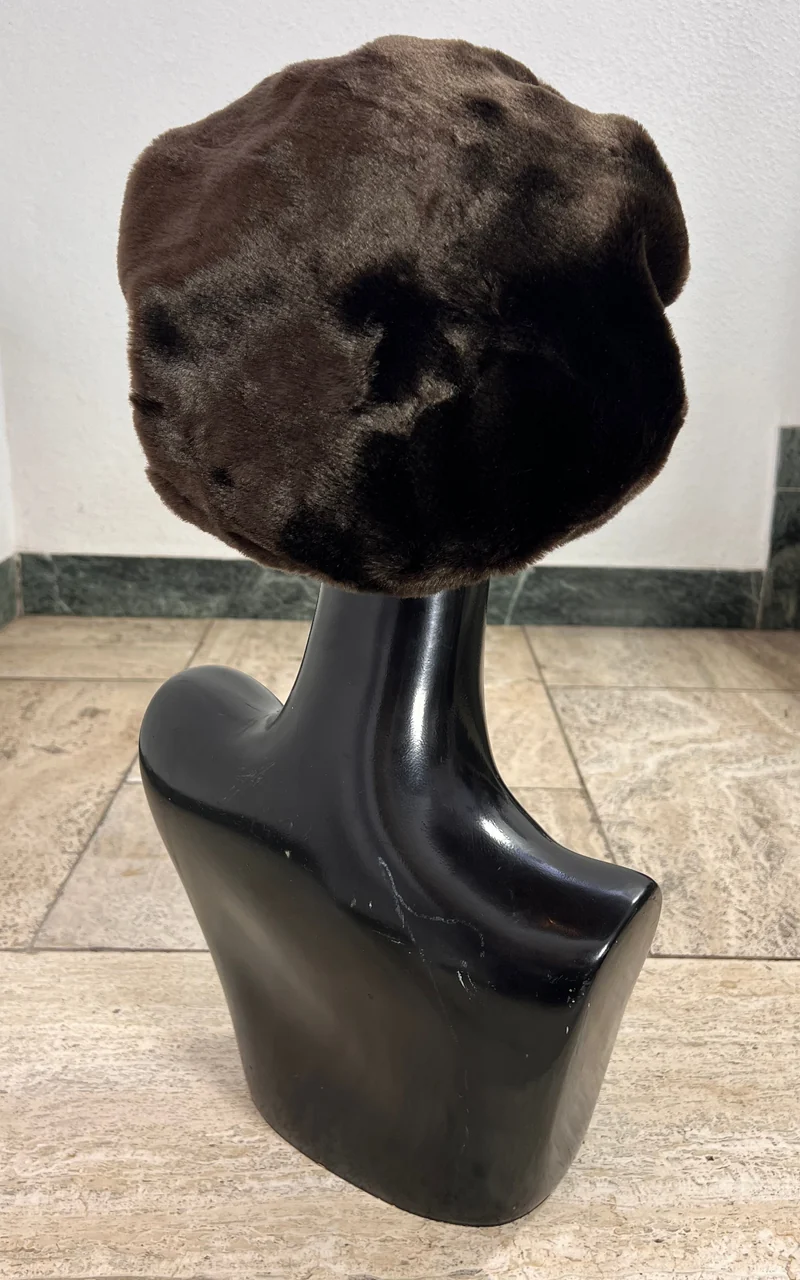Vintage Brown Faux Fur Sculptural Hat