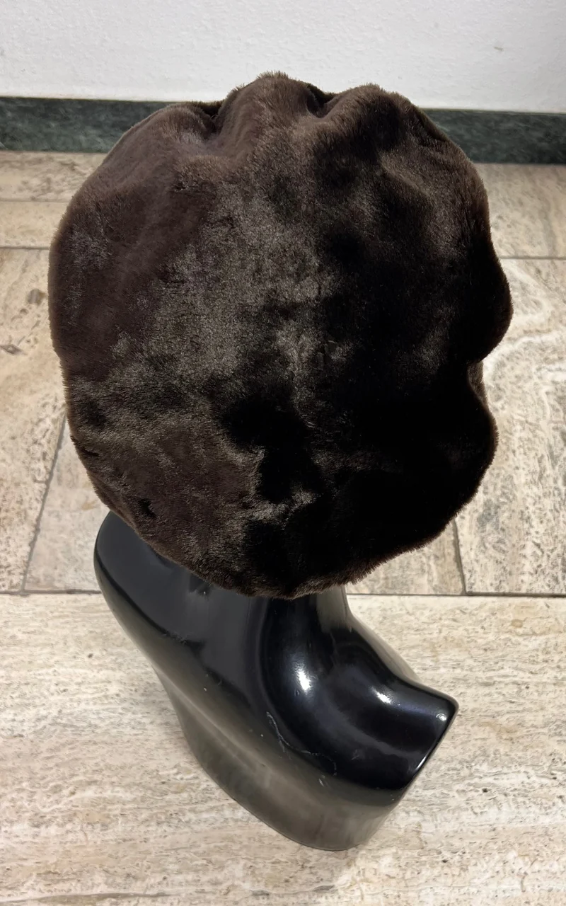 Vintage Brown Faux Fur Sculptural Hat